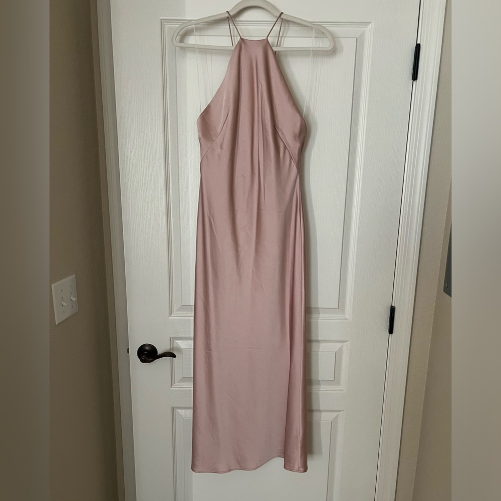 NWT! Gorgeous silk pink spaghetti gown